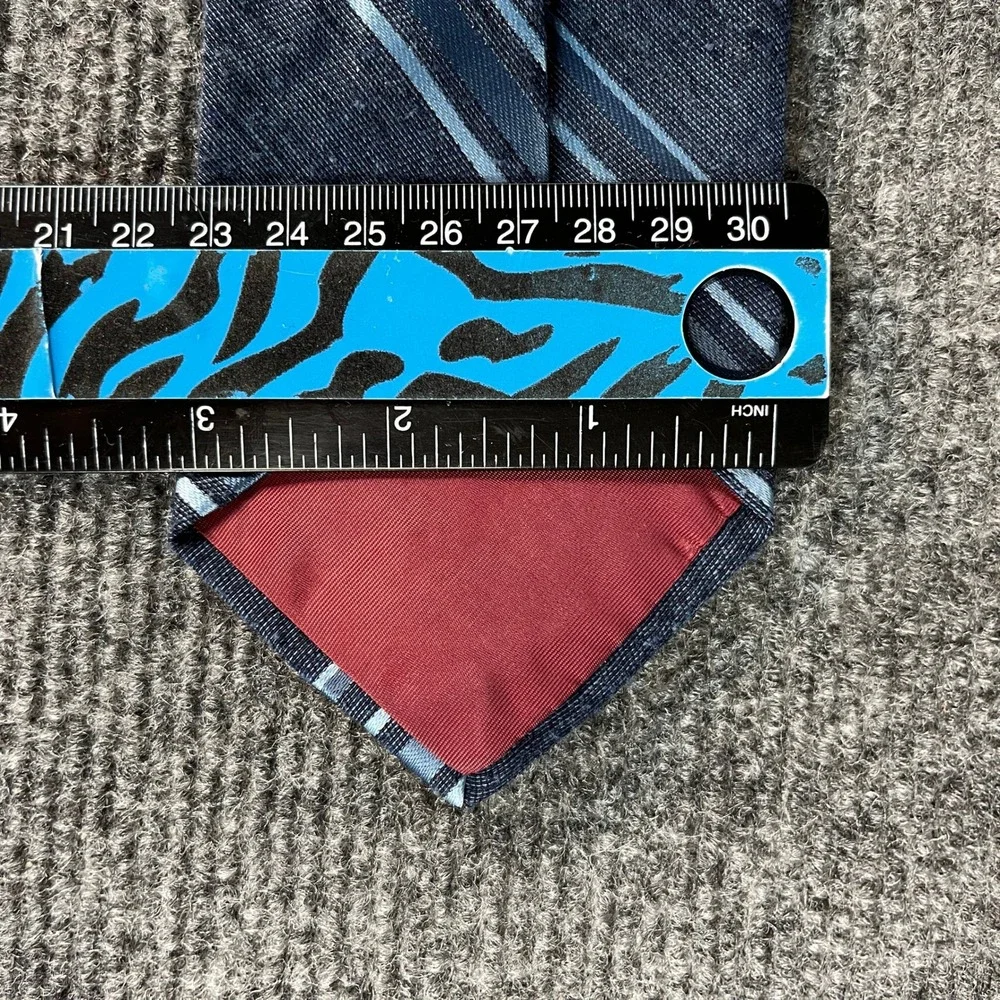 Trevira Mens Navy Blue Slate Striped Polyester Necktie Classic Formal Tie